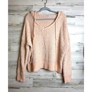 Spencer & Ella Women's M/L light pink textured hooded sweatshirt sweater NEW